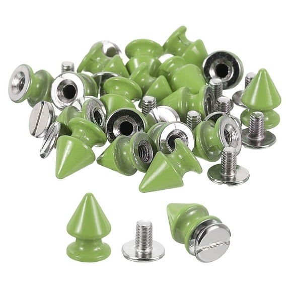 20Sets Cone Spike Stud Rivet, 8x12mm Screw Back Tree Studs and Spikes for Leather Craft, Clothing(Light Green)