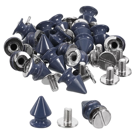 20Sets Cone Spike Stud Rivet, 8x12mm Screw Back Tree Studs and Spikes for Leather Craft (Dark Blue)