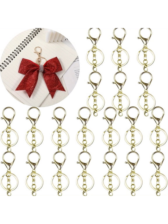 20Sets Gold Lobster Claw Clasps Keychains, Hook with Flat Split Keychain Ring for DIY, Craft, Jewelry Making