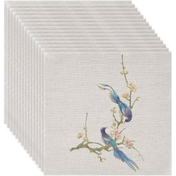 20Sheet 20 Sheets White Square Linen Embroidery Fabric 9.8x9.8 inch Stitch Embroidery Cloth Needlework Fabric for Garments Crafts Accessories