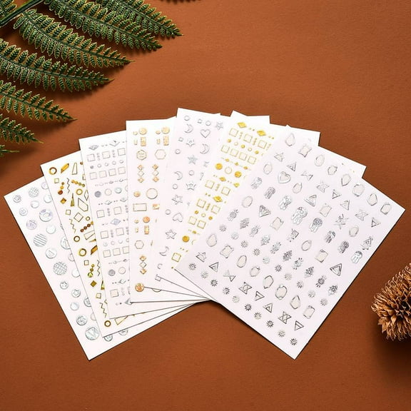 20Sheet 3D Metallic Star Moon Heart Nail Decals Stickers Self-Adhesive Nail Design Art for Nail Toenails Tips Decorations Mixed Patterns 101x78.5mm