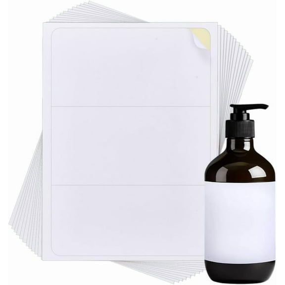 20Sheets 60pcs Rectangle Wine Bottle Labels Printable Waterproof Wine Bottles Stickers Glass Jar Metal Tin Labels Adhesive Blank Label for Lazer Printer Home Wedding 3.5x8 inch White