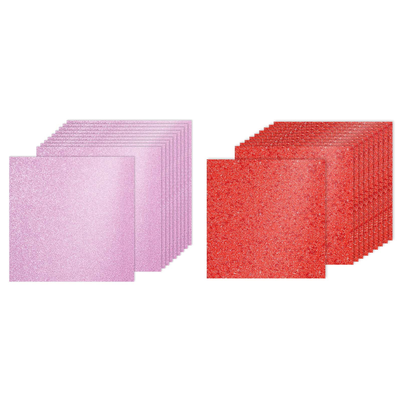 20Sheets Red/Pink Glitter Cardstock, 12x12In Glitter Paper Card Stock Shiny Scrapbook 250gsm Sparkly Paper Large Shimmer for Crafts Scrapbook DIY Art Wedding Party