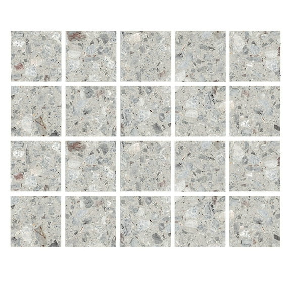 20Sheets Tile Stickers Decals 6x6in Gray Stone Marble Peel and Stick Vinyl Self Adhesive Waterproof Kitchen Tiles Bathroom Decor Wall Sticker