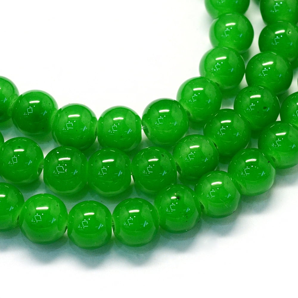 20Strand Baking Painted Imitation Jade Glass Round Bead Strands Green 4.5~5mm Hole: 1mm about 200~210pcs/strand 31.4 inch