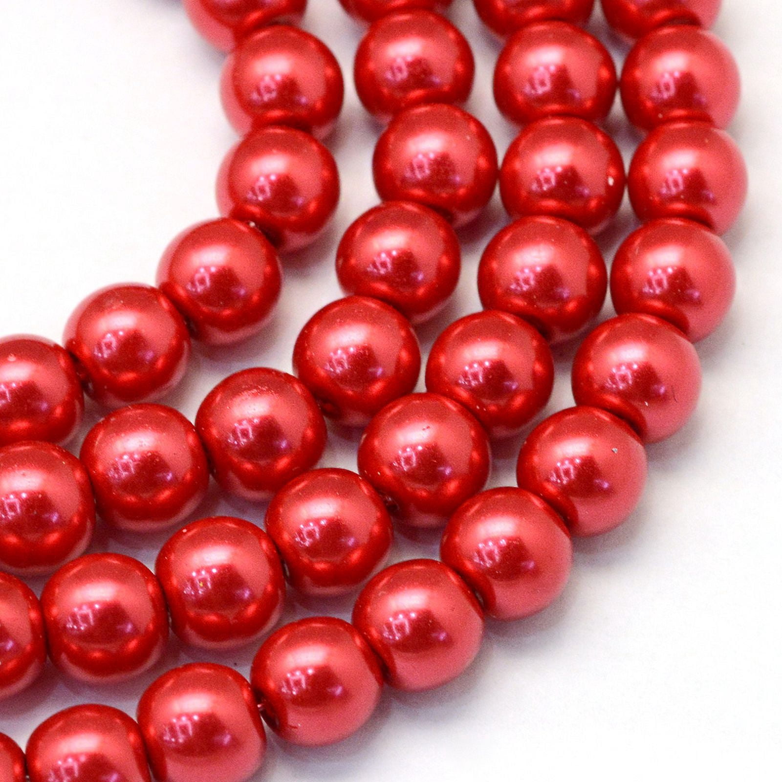 20Strand Baking Painted Pearlized Glass Pearl Round Bead Strands Crimson 6~7mm Hole: 1mm 135~140pcs/strand 31.4 inch