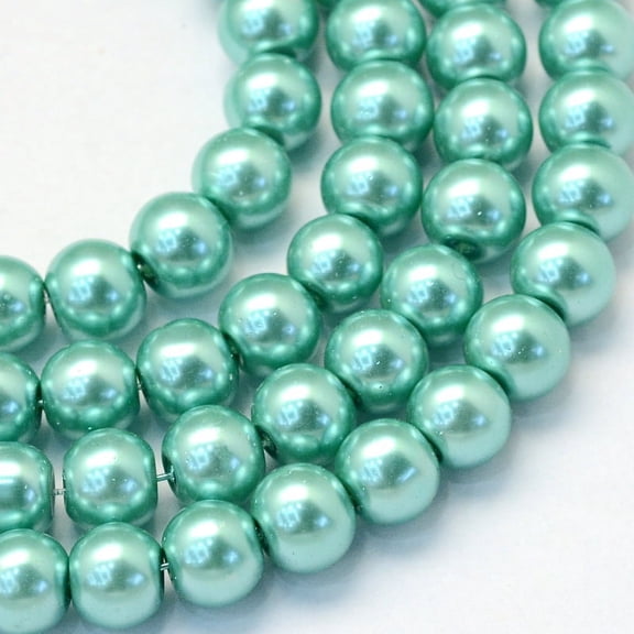 20Strand Baking Painted Pearlized Glass Pearl Round Bead Strands Medium Aquamarine 4~5mm Hole: 1mm 200~210pcs/strand 31.4 inch
