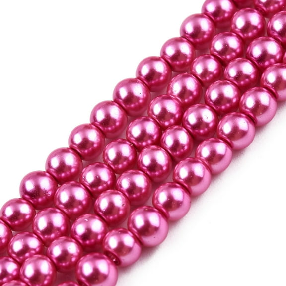 20Strand Baking Painted Pearlized Glass Pearl Round Bead Strands Medium Violet Red 4~5mm Hole: 1mm 200~210pcs/strand 31.4 inch