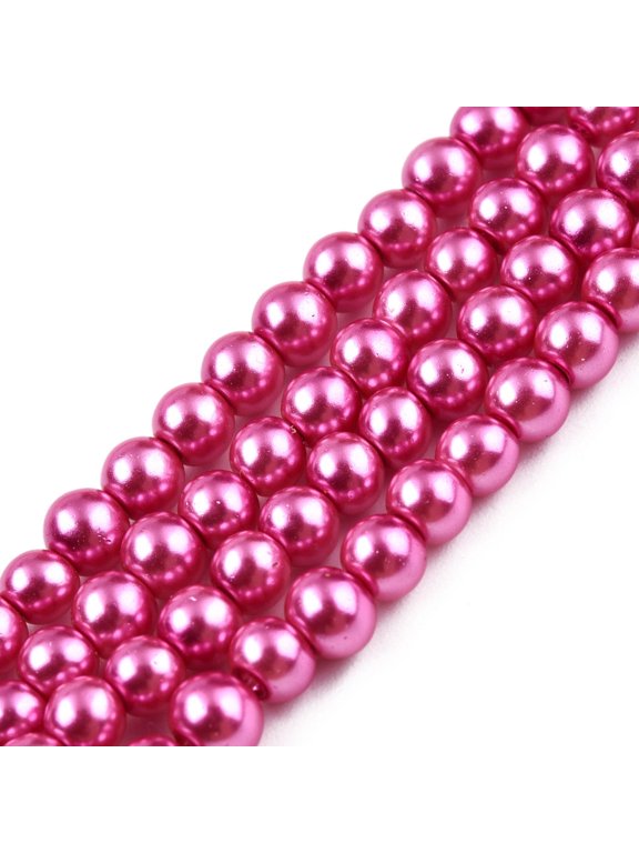 20Strand Baking Painted Pearlized Glass Pearl Round Bead Strands Medium Violet Red 4~5mm Hole: 1mm 200~210pcs/strand 31.4 inch