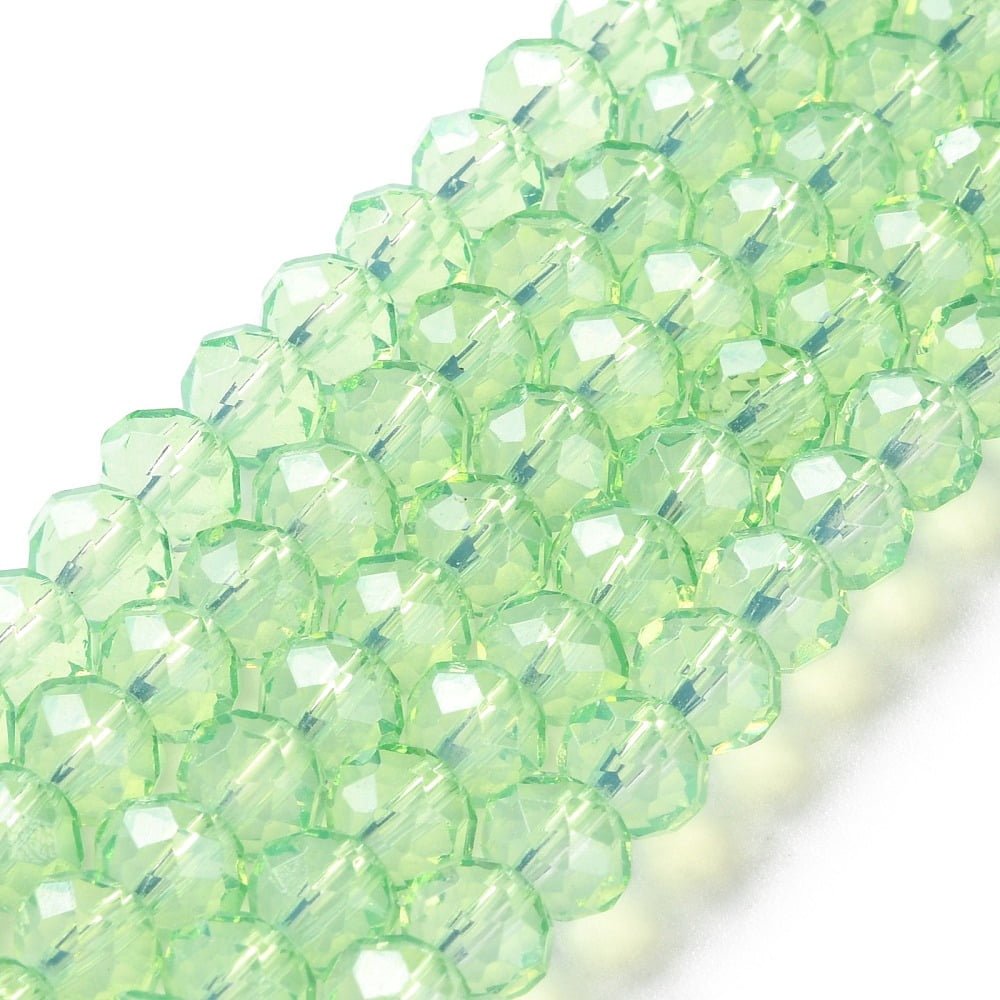 20Strand Baking Painted Transparent Glass Beads Strands Imitation Opalite Faceted Round Light Green 8x6mm Hole: 1.6mm 65pcs/strand 15.94''(40.5cm)