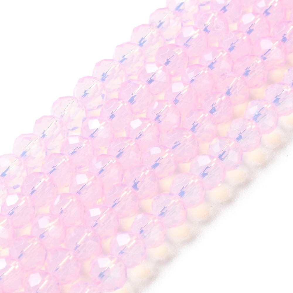 20Strand Baking Painted Transparent Glass Beads Strands Imitation Opalite Faceted Round Pearl Pink 6x5mm Hole: 1.3mm about 84pcs/strand 16.57''(42.1cm)