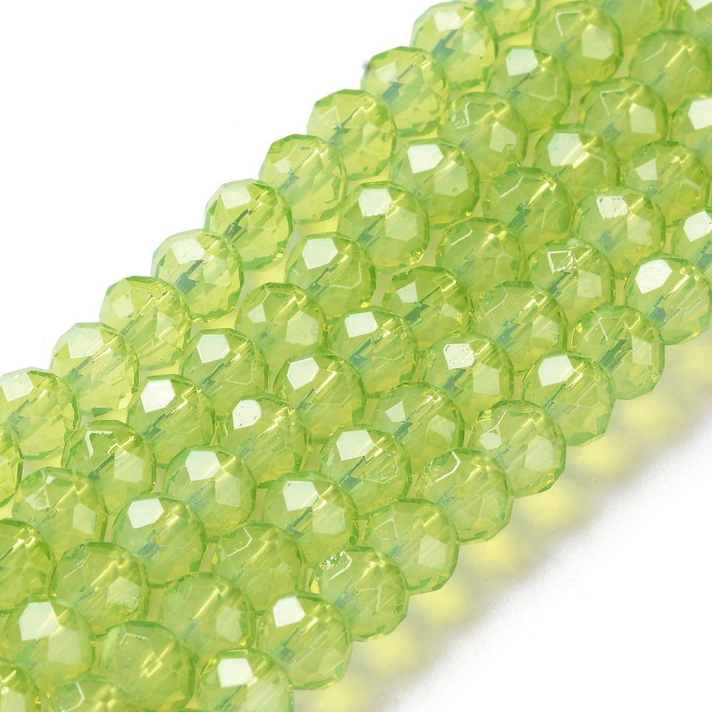 20Strand Baking Painted Transparent Glass Beads Strands Imitation Opalite Faceted Round Yellow Green 6x5mm Hole: 1.3mm about 84pcs/strand 16.57''(42.1cm)