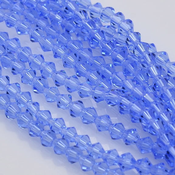 20Strand Bicone Glass Beads Strands Faceted Cornflower Blue 3.5~3.8x3mm Hole: 1mm 113~115pcs/strand 36~36.5cm Cornflower Blue