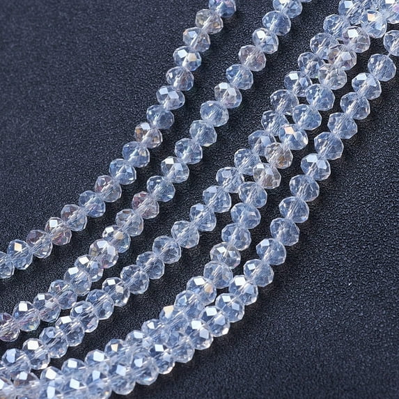 20Strand Electroplate Glass Beads Strands AB Color Plated Faceted Rondelle Clear AB 2.3~2.7x2mm Hole: 0.4mm 150~155pcs/strand 12.60~12.99 inch(32~33cm)