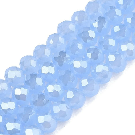 20Strand Electroplate Glass Beads Strands Imitation Jade Beads Pearl Luster Plated Faceted Rondelle Cornflower Blue 6x5mm Hole: 1mm about 84~85pcs/strand 16.34~16.54 inch(41.5~42cm)