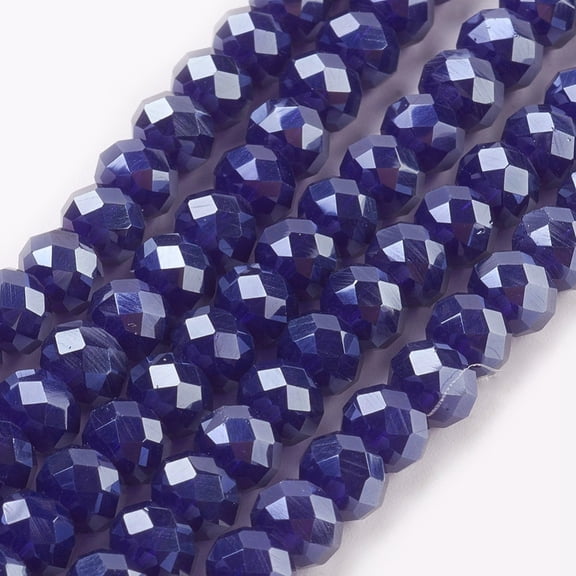 20Strand Electroplate Glass Beads Strands Pearl Luster Plated Rondelle Midnight Blue 6x4~5mm Hole: 0.8~1mm about 80~85pcs/strand 38~40cm