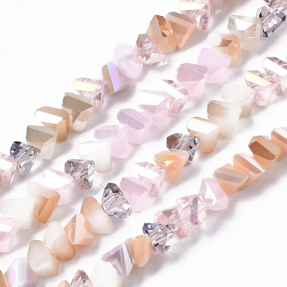 20Strand Electroplate Glass Beads Strands Triangle Pink 3.5x6x4.5mm Hole: 1mm about 100pcs/strand 13.39''(34cm)