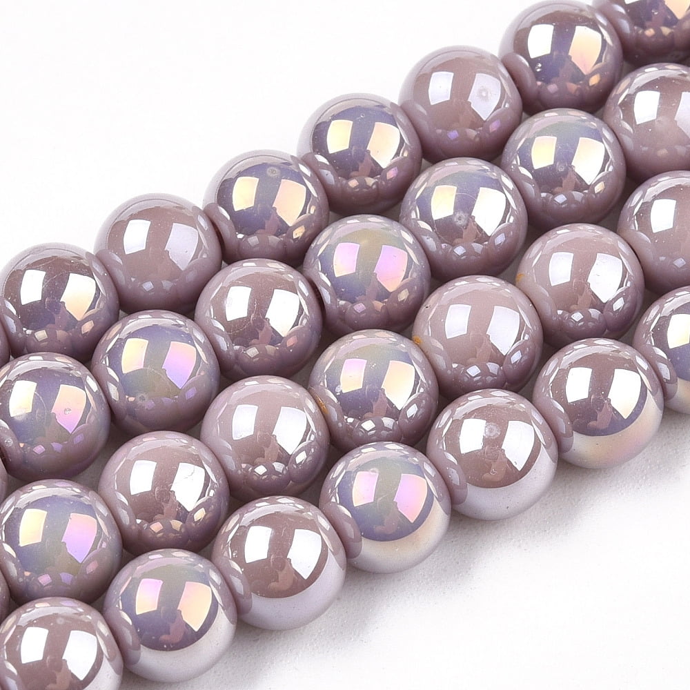 20Strand Electroplate Opaque Glass Beads Strands AB Color Plated Round Rosy Brown 6~6.5mm Hole: 1.4mm about 67~70pcs/strand 14.76 inch~15.16 inch(37.5~38.5cm)