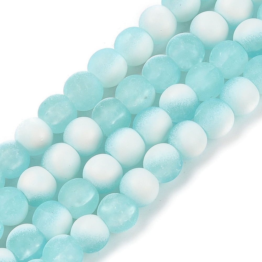 20Strand Frosted Crackle Glass Beads Strands Rondelle Pale Turquoise 6x5.5mm Hole: 1mm about 145pcs/strand 31.10''(79cm)