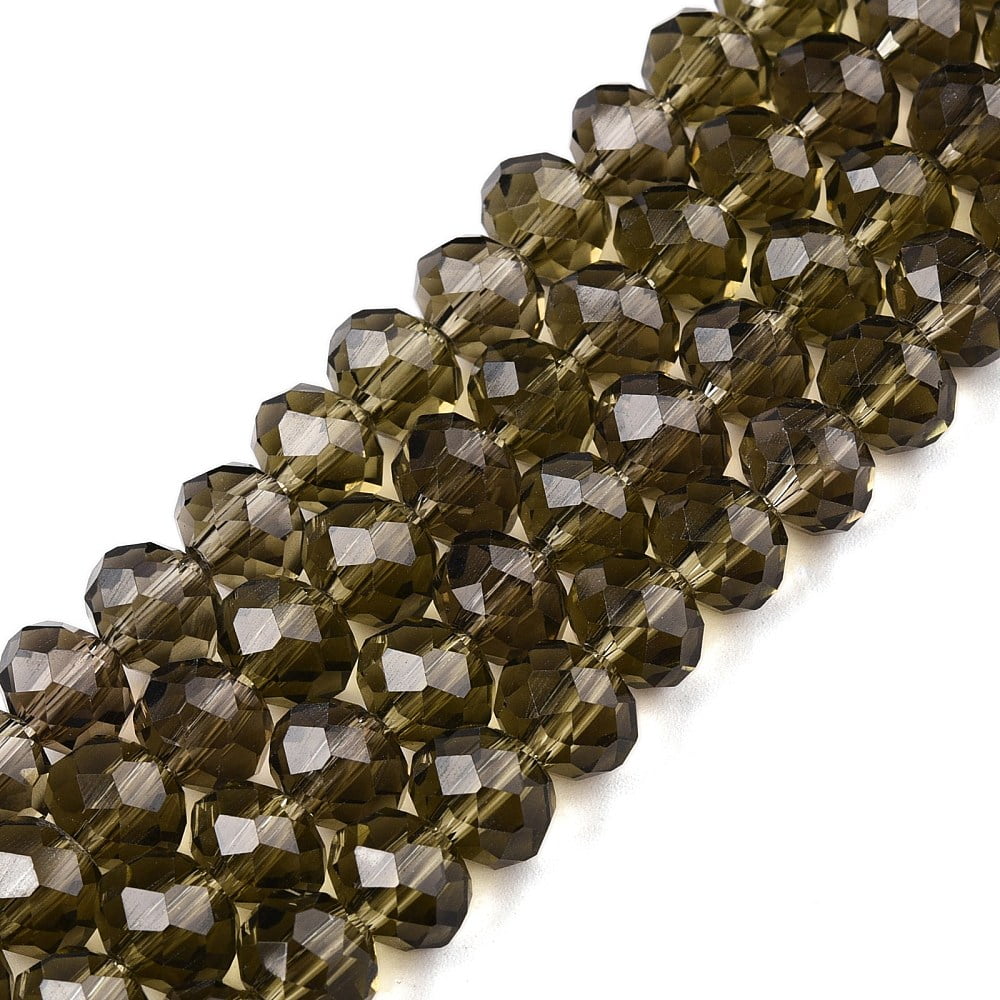 20Strand Glass Beads Strands Faceted Rondelle Tan 8x6mm Hole: 1mm about 64~65pcs/strand 15.75~16.14 inch(40~41cm)