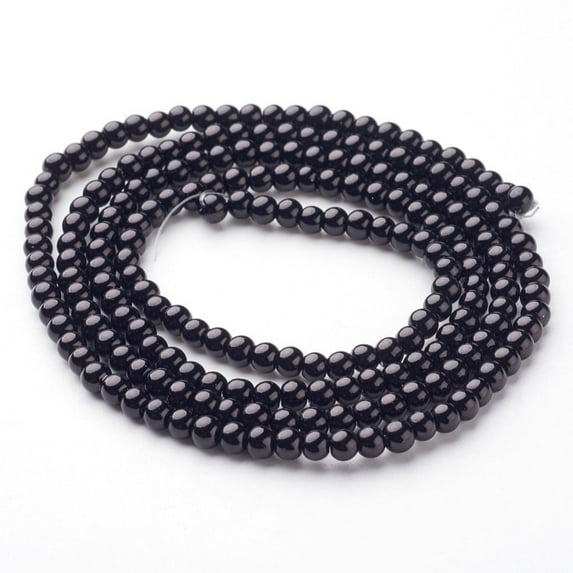 20Strand Glass Pearl Beads Strands Pearlized Round Black 4~5mm Hole: 1mm 30.71inch 200pcs/strand