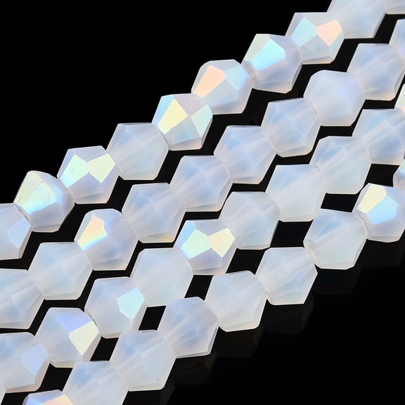 20Strand Imitation Jade Bicone Frosted Glass Bead Strands Half AB Color Plated Faceted Clear 2.9~3.3x2.5mm Hole: 0.7mm about 145~150pcs/strand 16.34~16.54 inch(41.5~42cm)