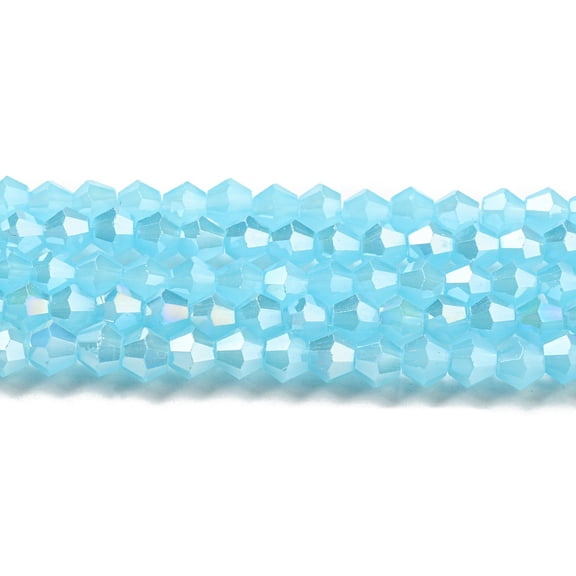 20Strand Imitation Jade Electroplate Glass Beads Strands AB Color Plated Faceted Bicone Deep Sky Blue 4x4mm Hole: 0.8mm about 82~85pcs/strand 12.01~12.2 inch(30.5~31cm)