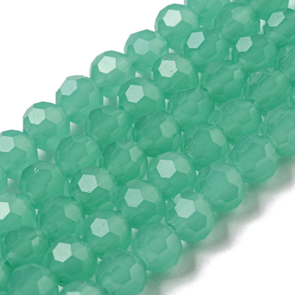 20Strand Imitation Jade Glass Beads Stands Faceted(32 Facets) Round Green 6mm Hole: 1mm about 98pcs/strand 20.47inch(52cm)