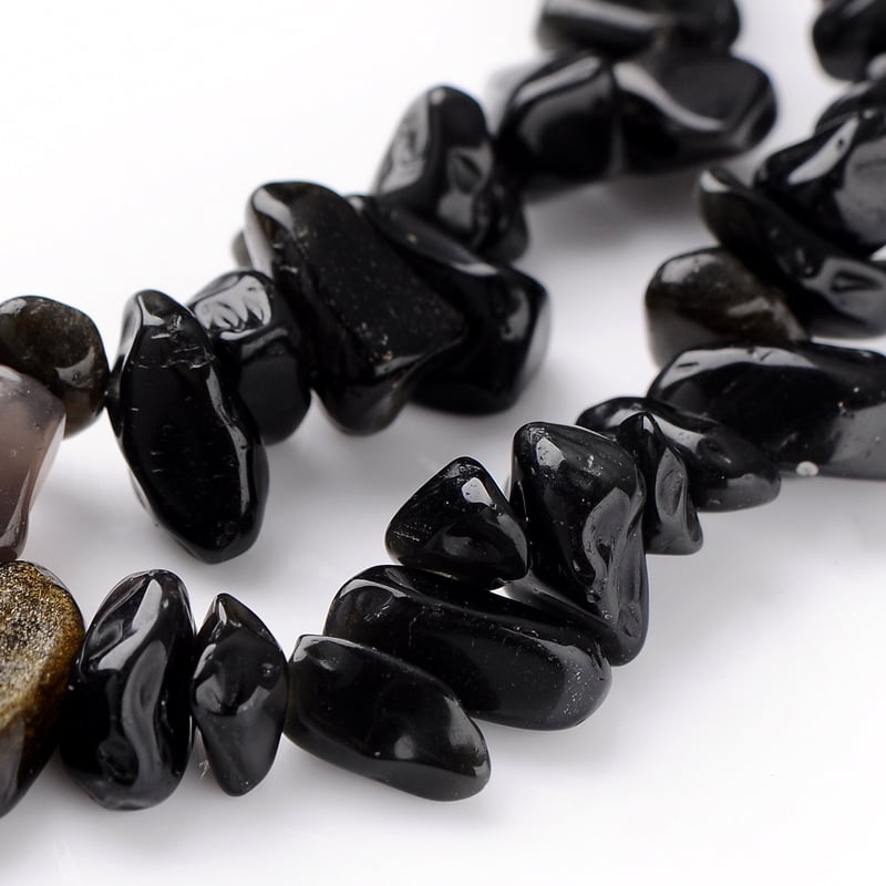 20Strand Natural Obsidian Bead Strands Chips 5~10mm Hole: 0.8mm 31.5 inch Material Natural Obsidian