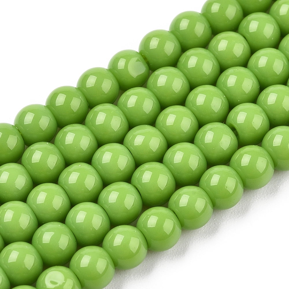 20Strand Opaque Solid Color Glass Beads Strands Round Lime Green 9.5~10mm Hole: 1.5mm about 40~42pcs/strand 14.76~15.12 inch(37.5~38.4cm)