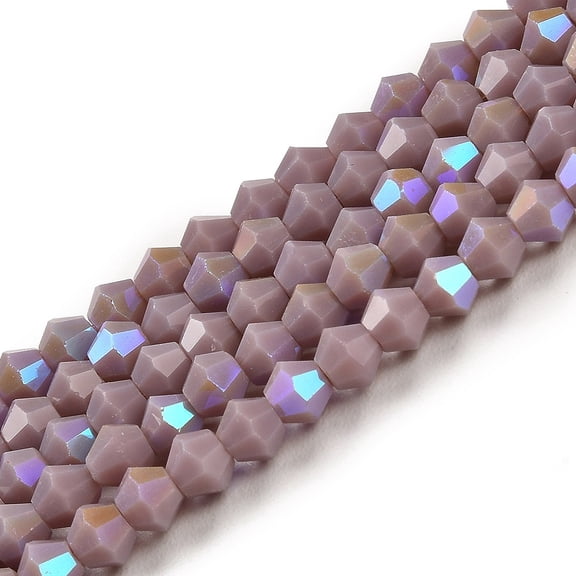 20Strand Opaque Solid Color Imitation Jade Glass Beads Strands AB Color Plated Faceted Bicone Medium Purple 4x4mm Hole: 0.8mm about 82~85pcs/strand 12.01~12.2 inch(30.5~31cm)
