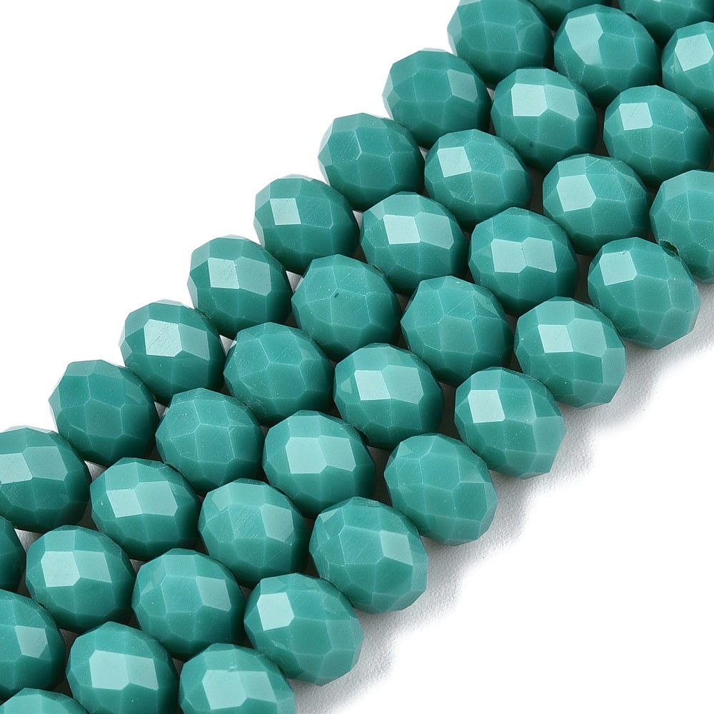 20Strand Opaque Solid Color Imitation Jade Glass Beads Strands Faceted Rondelle Light Sea Green 8x6mm Hole: 1mm about 64~65pcs/strand 40~41cm