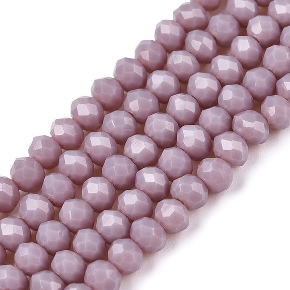 20Strand Opaque Solid Color Imitation Jade Glass Beads Strands Faceted Rondelle Medium Purple 3.5~3.8x3mm Hole: 0.4mm about 113~115pcs/strand 32.5~33cm