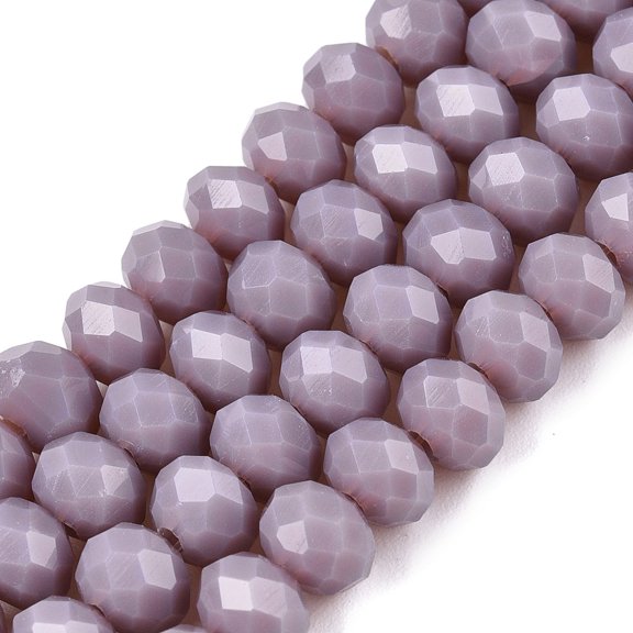 20Strand Opaque Solid Color Imitation Jade Glass Beads Strands Faceted Rondelle Medium Purple 6x5mm Hole: 1mm about 84~85pcs/strand 41.5~42cm