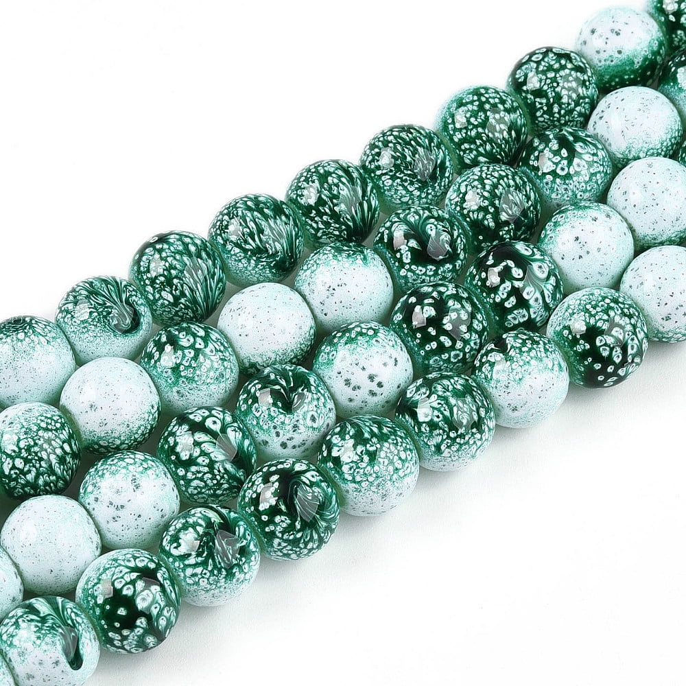 20Strand Transparent Baking Painted Glass Beads Strands Green 10~10.5mm Hole: 1.4mm about 79~83pcs/strand 29.92~31.10 inch(76~79cm)