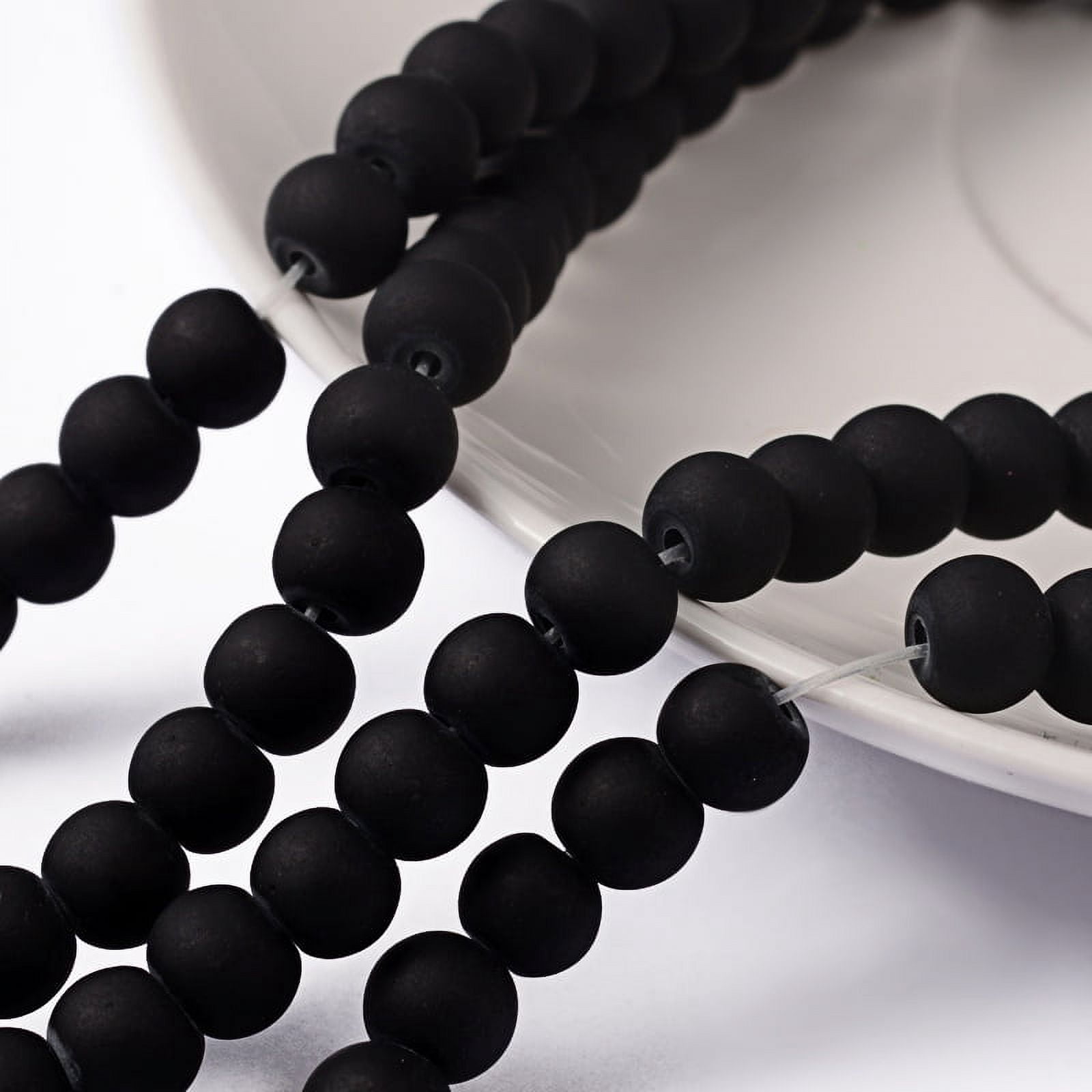 20Strand Transparent Glass Bead Strands Frosted Round Black 6mm Hole: 1.3~1.6mm about 140pcs/strand 31.4 inch