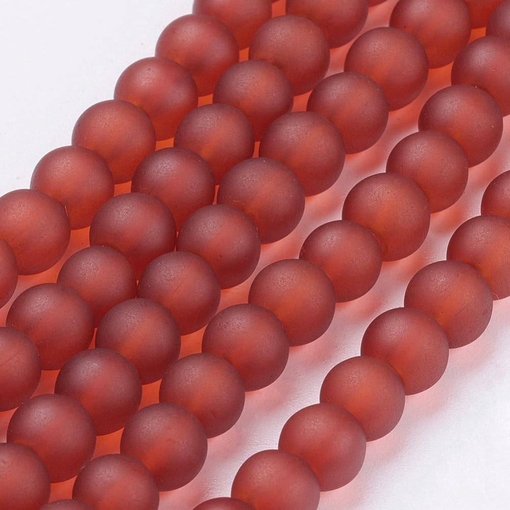 20Strand Transparent Glass Bead Strands Frosted Round Tomato 6mm Hole: 1.3~1.6mm about 140pcs/strand 31.4 inch