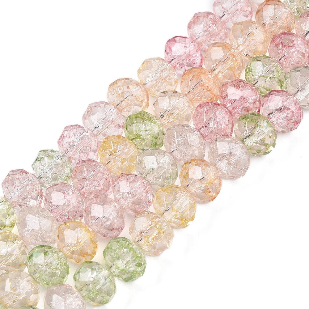 20Strand Transparent Glass Beads Strands Faceted(32 Facets) Rondelle Colorful 6x5mm Hole: 1mm 84pcs/strand 16.34~17.12''(41.5~42.8cm)