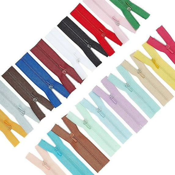 20Strands Doll & Apparel Zippers 27mm wide with 20 Mixed Color Nylon Zipper and Alloy Zipper Puller for Sewing Crafts