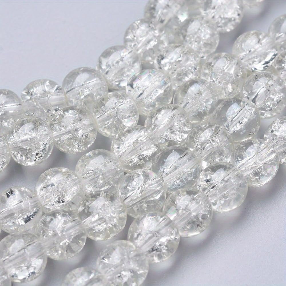 20Strands Spray Painted Crackle Glass Beads Strands Round Clear 8mm Hole: 1.3-1.6mm About 100pcs/strand 31.4 inch