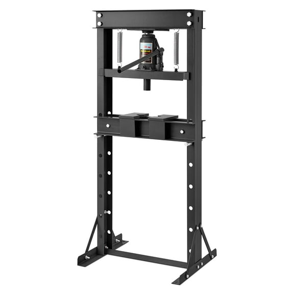 20T Hydraulic Press, Heavy Duty H-Frame Garage Floor Hydraulic Shop Press with Press Plates, Adjustable Working Table Height, for Auto Repair, Black