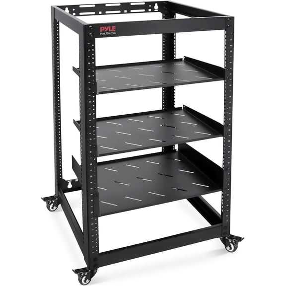 20U Network Cabinet - Open Frame Rack, Wall Mountable Heavy Duty Designs for Servers & AV Gear (Black)