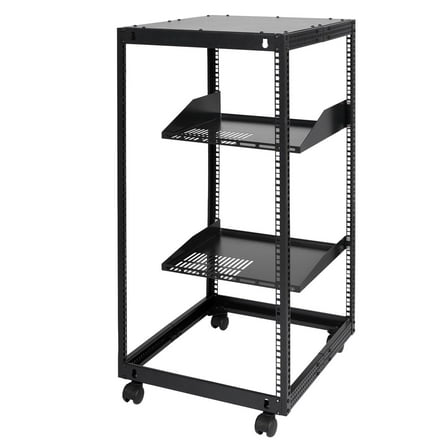 20U Open Frame Server Rack, 15''-40'' Adjustable Depth, Free Standing or Wall Mount Network Server Rack, 4 Post AV Rack with Casters, Holds All Your Networking IT Equipment AV Gear Router Modem