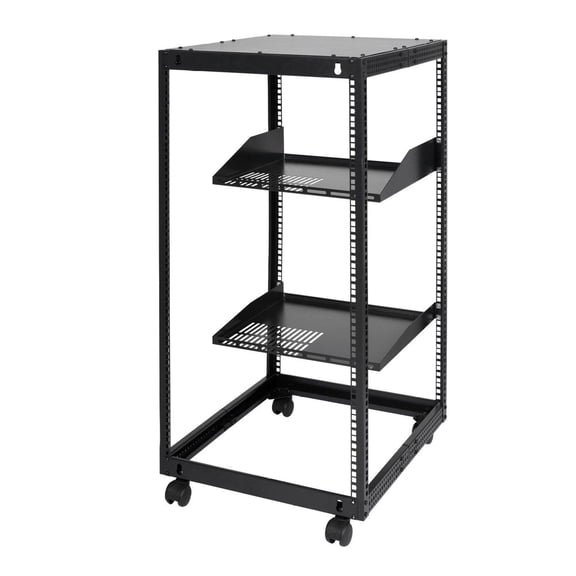20U Server Rack, Open Frame, Adjustable 15-40'', Wall Mount or Free Standing, 4 Post Network Rack with Casters - IT & AV Equipment
