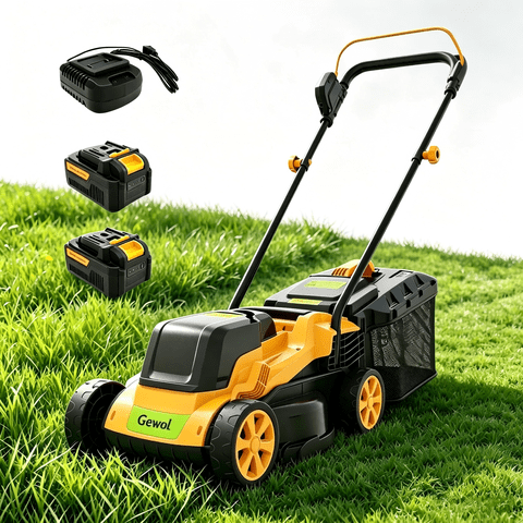Gewol 20V 13" Cordless Lawn Mower, Push Mower 5-Position Height Adjustment Ultralight with 24.0Ah Batteries & Fast Charger