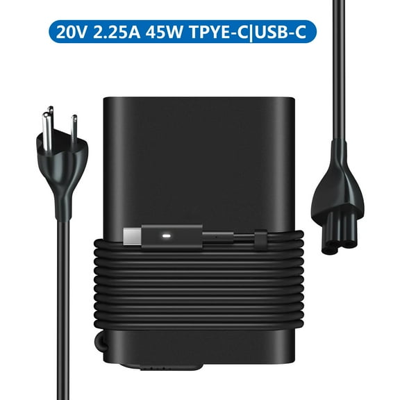 20V 2.25A 45W Type-C Laptop AC Adapter Charger for Dell XPS 12 12D L221x 9Q23 9Q33 9Q34 MLK 492-BBOF 312-1307 332-1827 13 321X 322X L322X 3943 0X9RG3 9333 9343 9344 9350 9360