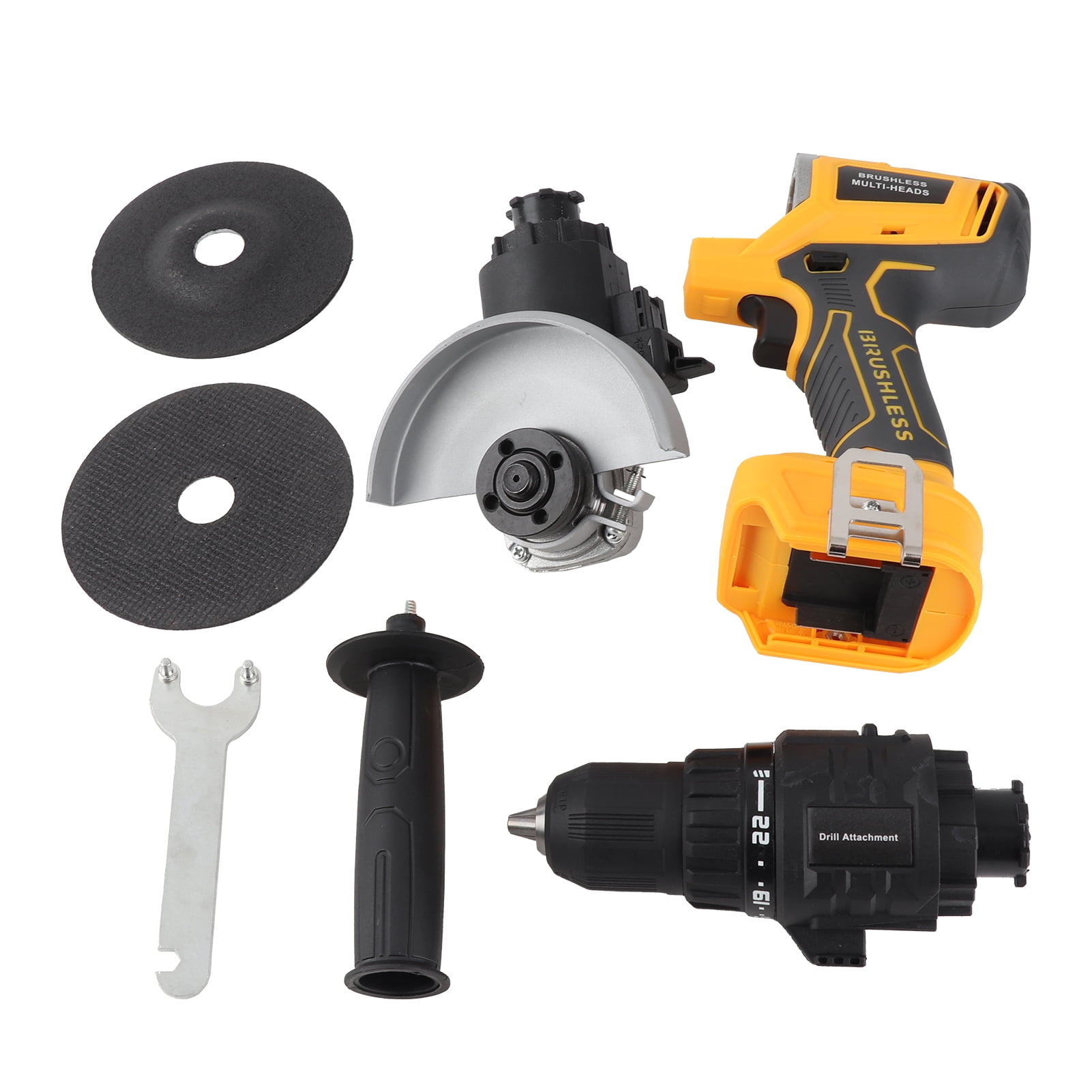 20V 2-in-1 Cordless Power Tool Combo Kit, Brushless Motor Drill & Angle Grinder Set with Accessories for Drilling, Cutting, Sanding, Polishing - No Battery/Charger Included