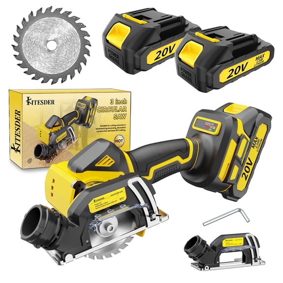 20V 3" Mini Cordless Circular Saw with Battery & Charger, 25000RPM, Blade Guard Included, Cuts Tile Wood Metal Plastic, for DIY & Construction, Local Warehouse Shipping