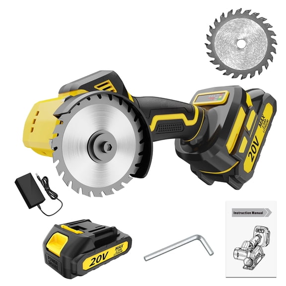 20V 3" Mini Cordless Circular Saw with Battery & Charger, 25000RPM, Blade Guard Included, Cuts Tile Wood Metal Plastic, for DIY & Construction, Christmas Gift, Local Warehouse Shipping