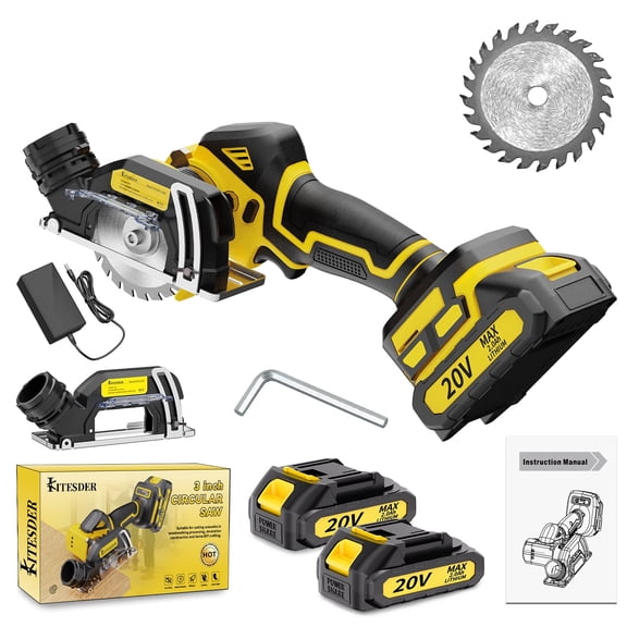 20V 3" Mini Cordless Circular Saw with Battery & Charger, 25000RPM, Blade Guard Included, Cuts Tile Wood Metal Plastic, for DIY & Construction, Christmas Gift, Local Warehouse Shipping